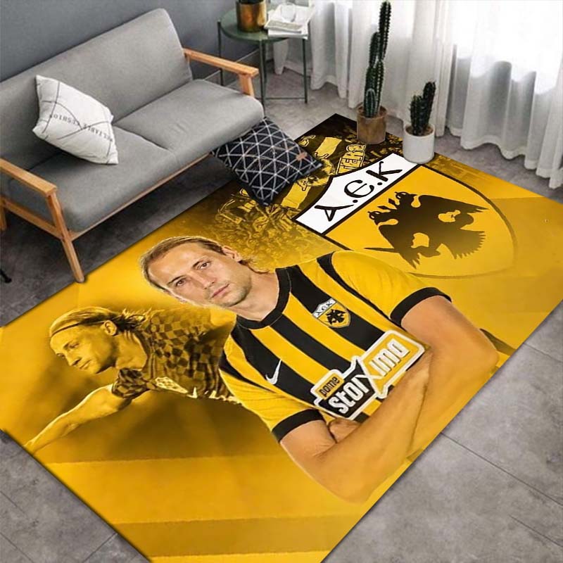 AEK FC Football Player Portrait Area Rug, Non Slip Floor Mat, Soccer Club Print Carpet for Fan Room Decor