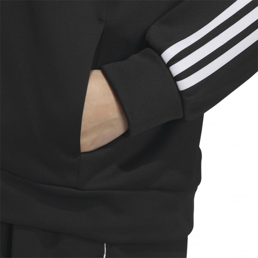 Adidas KNV55 Fleece Hoodie Black Size Women's Women's Loose-Fit Full-Zip Sweatshirt, (IT6099), J/M