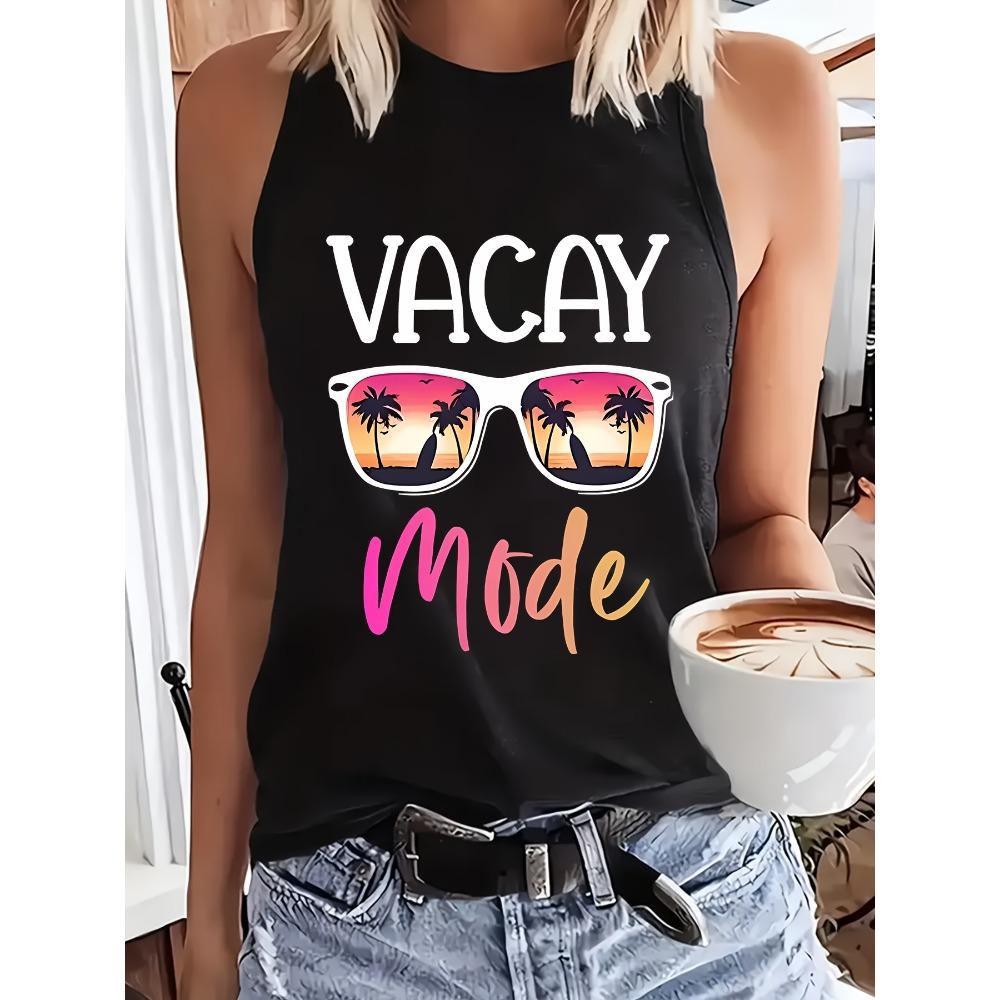 

Women s plus size vest sunglasses, palm tree sunset suitable for sports XS