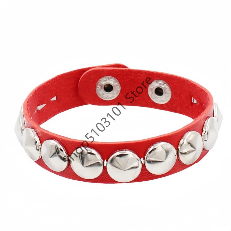 Fashion Punk Rivet Chain Bracelet Leather Hip Hop Rock Metal Bracelet Wristbands Unisex Leather Bracelet