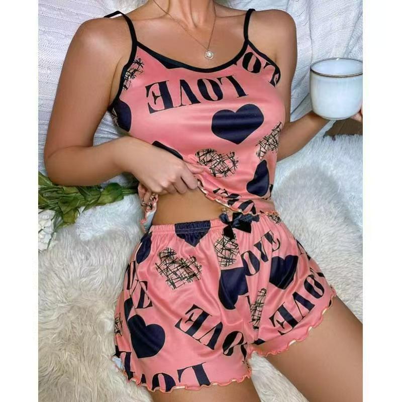 

European & American Summer Women s Pajama Set: Sexy Casual Camisole and Shorts Homewear Large
