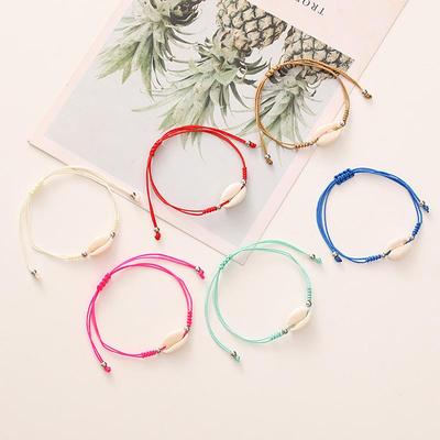 Charms Boho Style Lanové náramky pre ženy Dievčenské Lucky Wish náramky Dizajn Ručne vyrobený Weaven Conch náramok