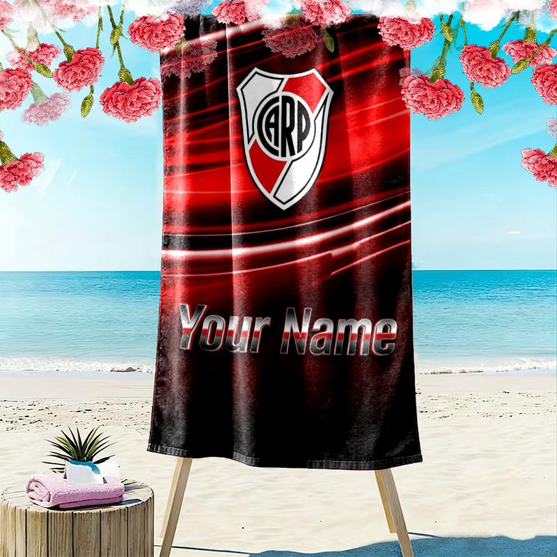 Name Benutzerdefinierter River Plate Druck Strandtuch, Großes Weiches Schnelltrocknendes Handtuch für Strand Camping Schwimmen