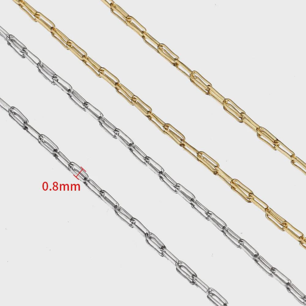 10m Gold Vacuum-Plated Stainless Steel Chain - 0.8mm Ultra-Thin Square Necklace for DIY Jewelry