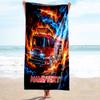 1PC Custom Name Fire Truck Flames Beach Towel Highly Absorbent And Sand-Resistant Towel for Swimming, Pool, Yoga, And Travel Lightweight