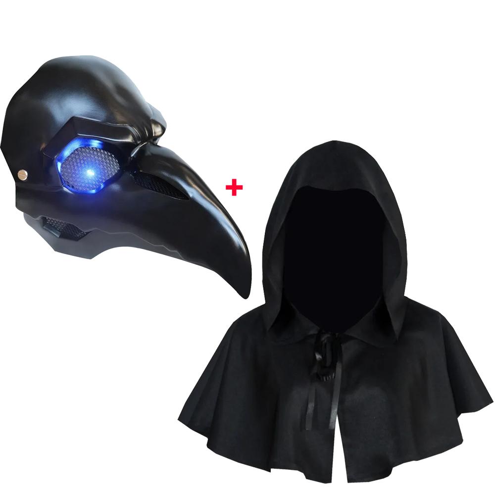 

Панк-маска ворона костюм Reaper Nevermore черный скин для Overwatch Plague Doctor маски для косплея птицы длинный нос светодиодные глаза ретро рок