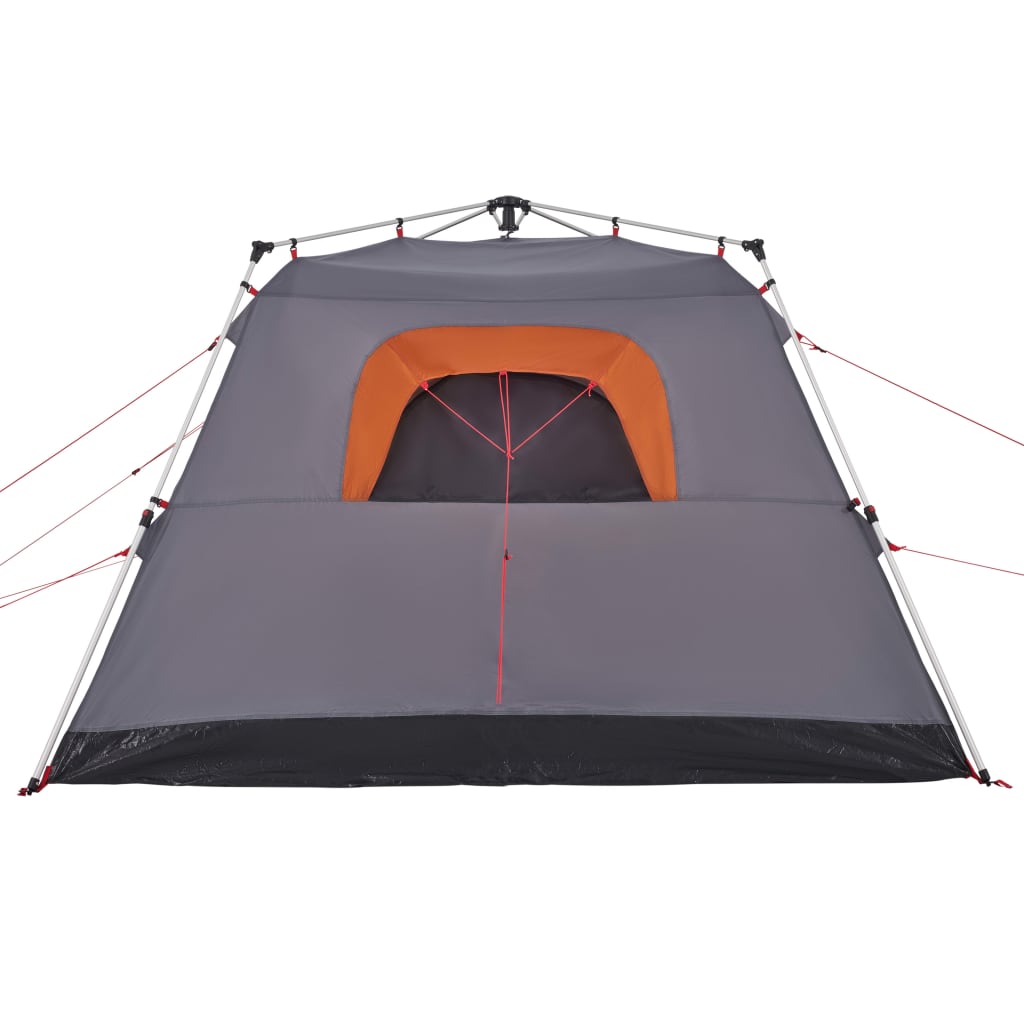 4 Person Camping Tent in Grey and Orange with Quick Release System
