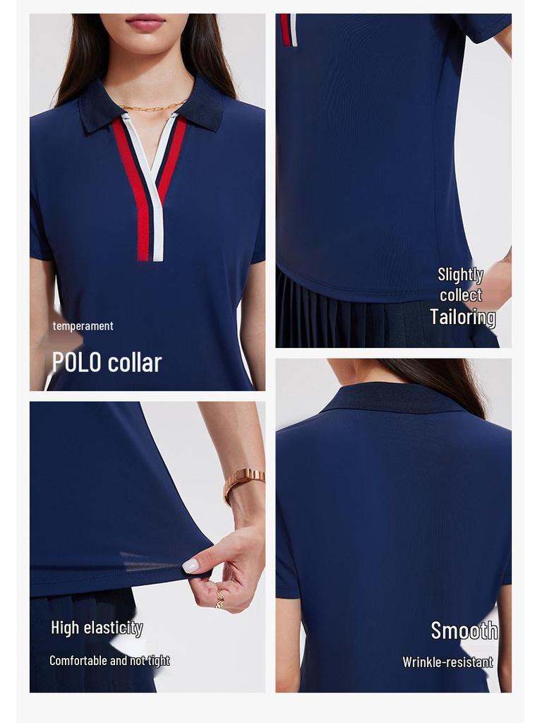 Cai Jue Women's Quick-Dry Short Sleeve Polo for Outdoor Sports & Fitness