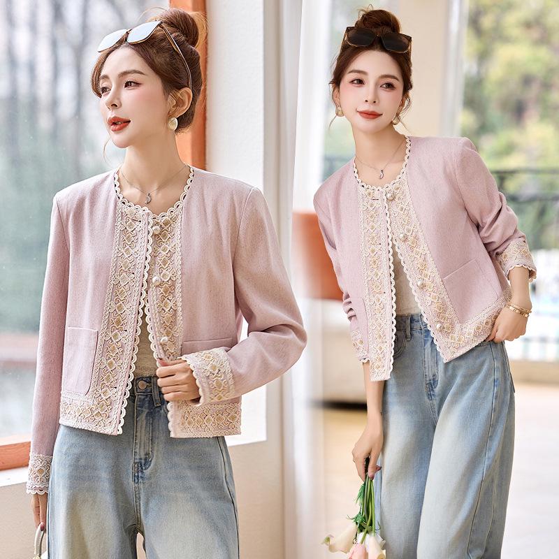 2025 Spring Women's Chinese Style Embroidered Beaded Jacket - Small, Loose, Slimming Fit