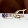 Oval amethyst zircon plated champagne gold ear buckle wedding earrings for women