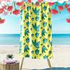 Green Leaf Pattern On Yellow Background Beach Towel Quick-drying for Travel Outdoor Sports Jogging Beach and Swimming
