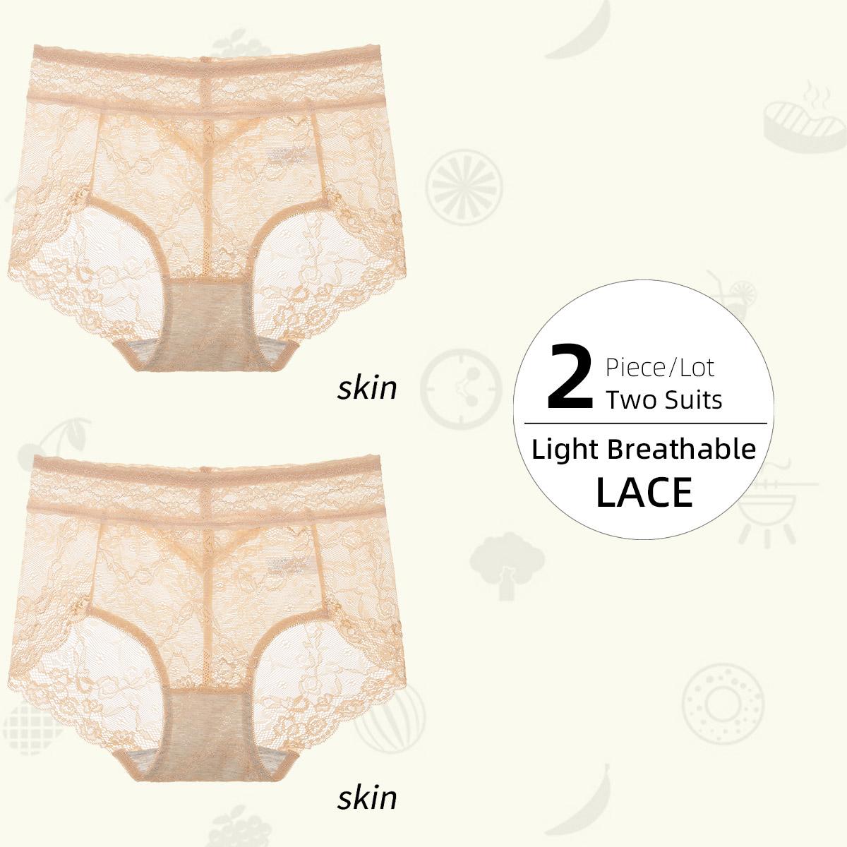 

2-4 шт./лот, кружевное нижнее белье большого размера, тонкие женские трусики с подтяжкой бедер, легкие и дышащие трусики, хлопковые трусики с промежностью 2XL