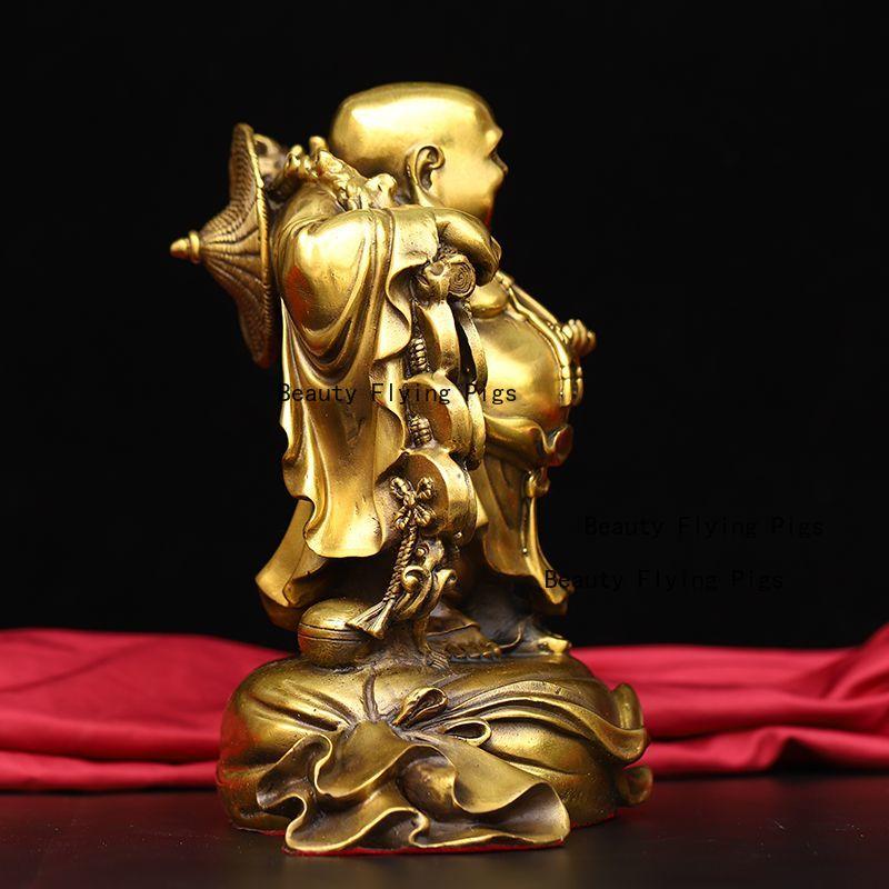 Ornamento in Metallo Buddha Maitreya Buddha Pancione Statua Ornamento Cinese Feng Shui Decorazione per la Casa Statua di Buddha per la Devozione