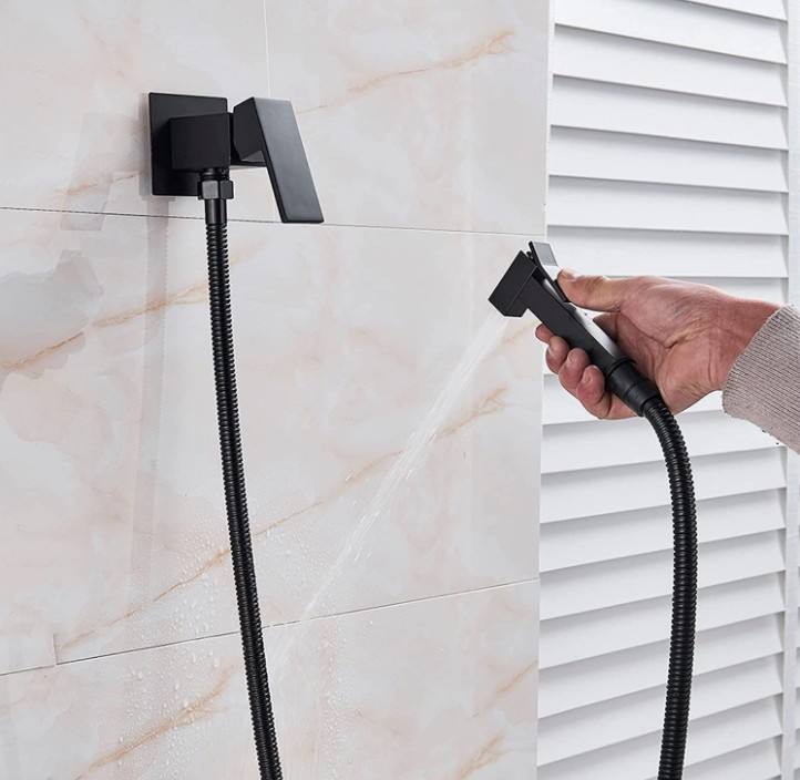 Modern Style Brass Handheld Bidet Shower Set Hot Cold Water Faucet Hidden Plastic Toilet Sprayer for Apartments Portable Bidet