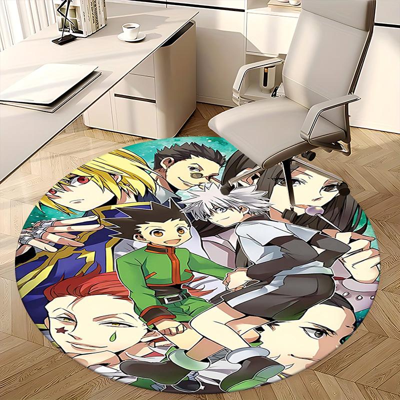 1pc Hunter x Hunter Anime Characters Round Carpet - Office Chair Mat, Non-Slip Rug for Home Decor, Living Room