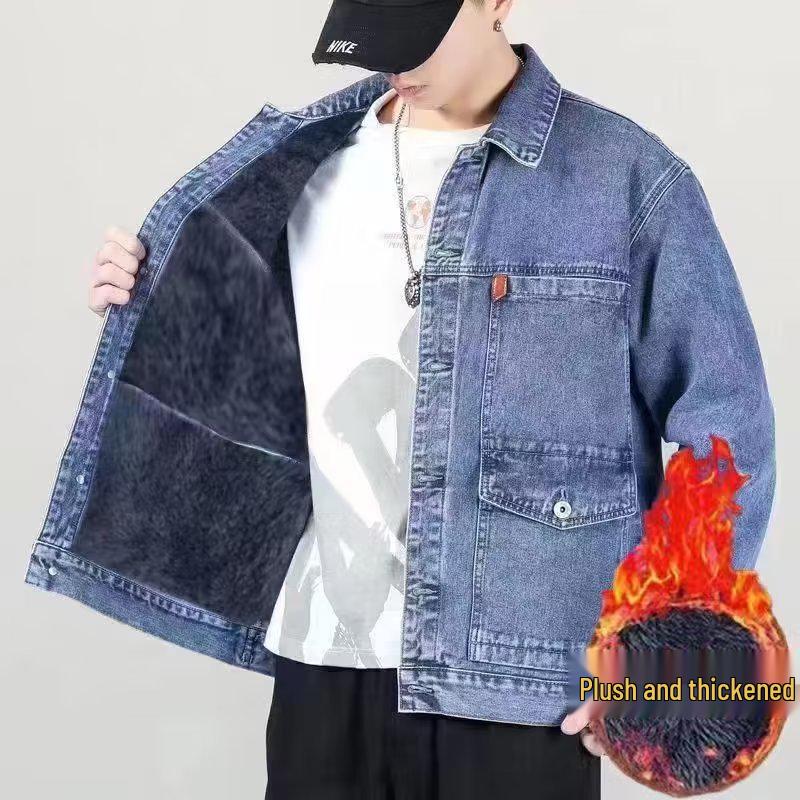 Men's Trendy 2021 Slim Fit Denim Jacket with Fleece Lining