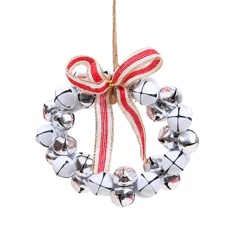 Metal Christmas Bell Decoration 13x20cm Small Christmas Wreath For Front Door Christmas Tree Holiday Hanging Decoration