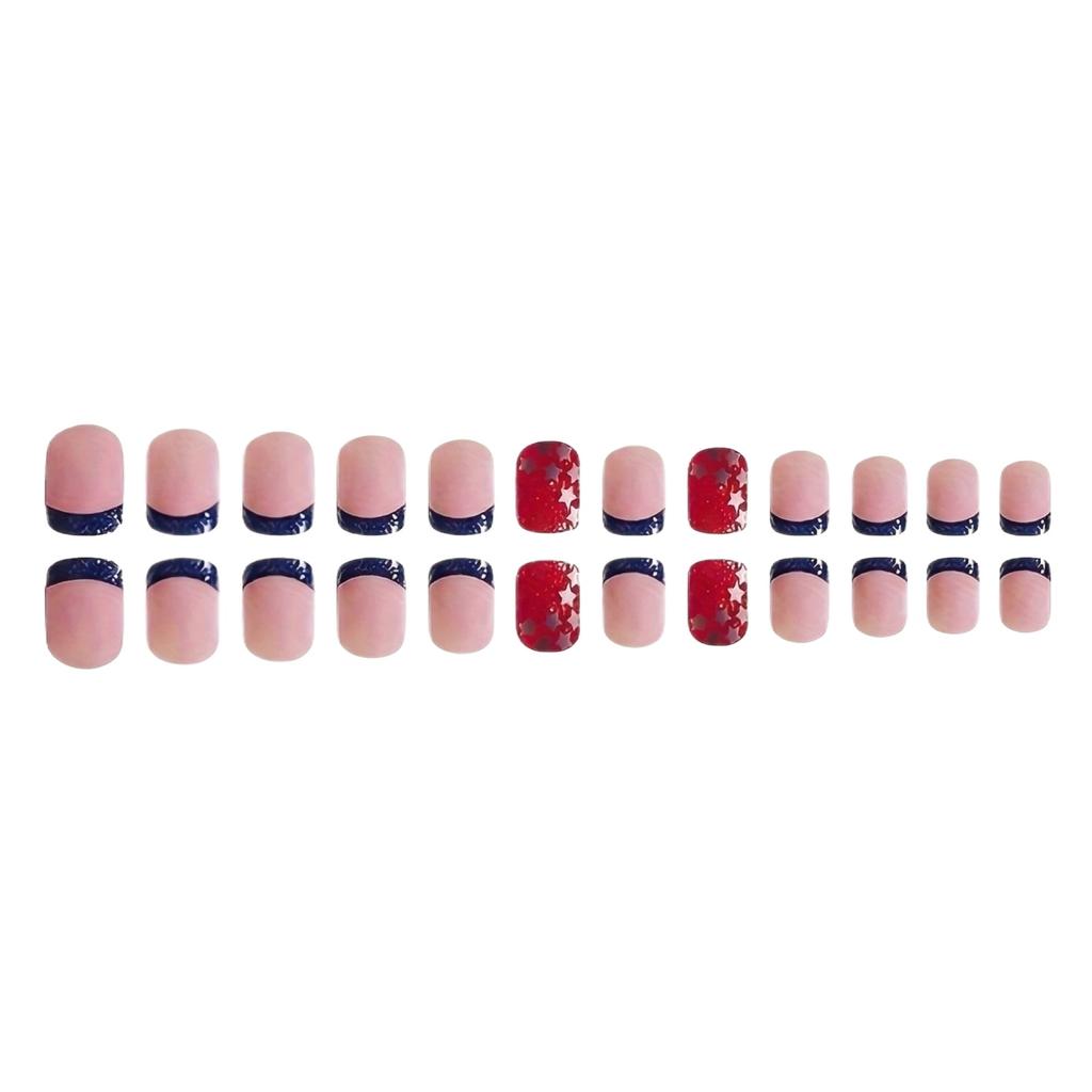 Conjunto de Unhas de 24 Peças Retro e Deslumbrante para o Dia da Independência