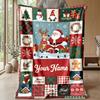 Coperta in Flanella Stampata con Nome Personalizzato di Natale Caldo Confortevole Coperta da Letto Decorazione per la Casa Regalo Festivo