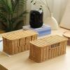 Cable Management Box Imitation Rattan Desk Storage Charger PC Cord Organizer with Lid for Home Living Room Office Storage Case