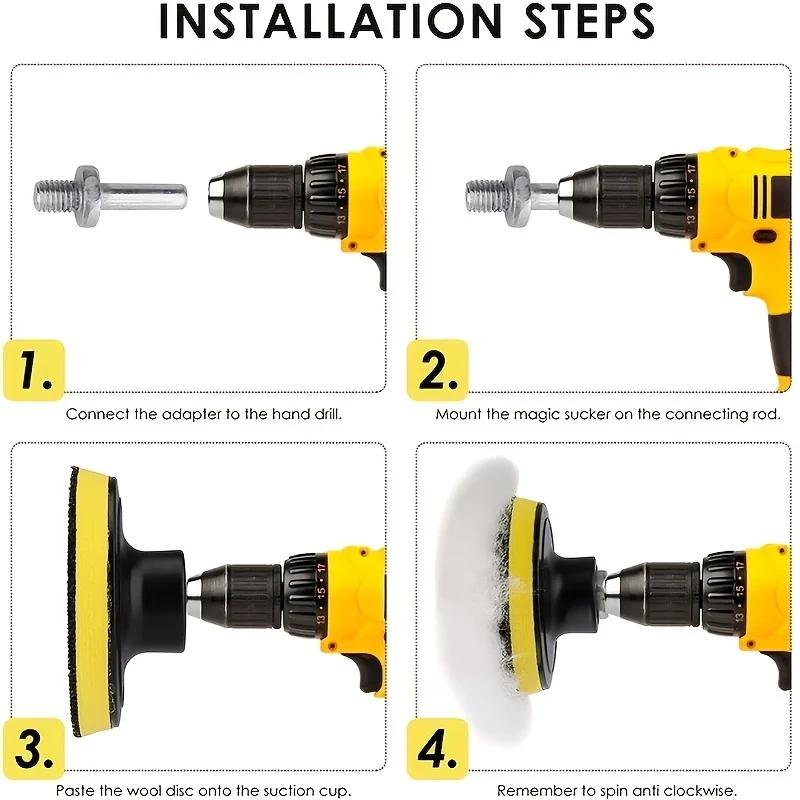 5Pcs/Set Wool Polishing Buffing Pad Polishing Buffing Wheel for Drill Buffer Attachment with M14 Drill Adapter