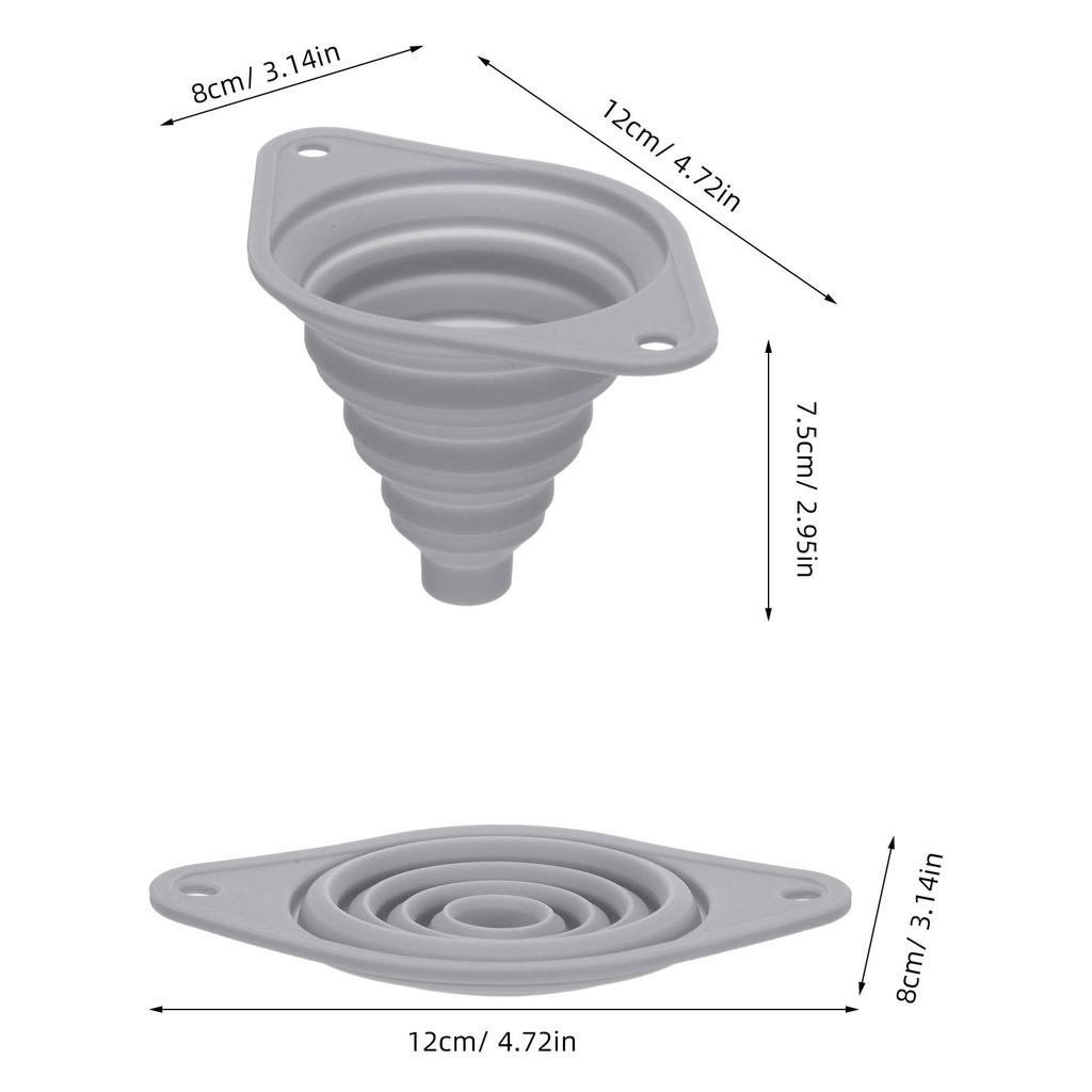 Grey Food Grade Silicone Collapsible Funnel Wide Mouth Foldable Portable Funnel for Mason Jars Bottles Oil Liquids Seasoning Jam