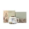 OLOEY Mutton-Fat Jade Ceramic Panda Mug with Lid