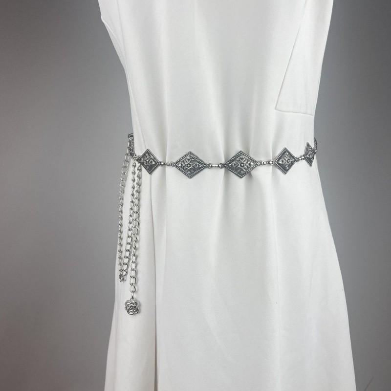 Fashionable Vintage Silver Chain Waist Belt With Floral Design For Women 2023 Trend