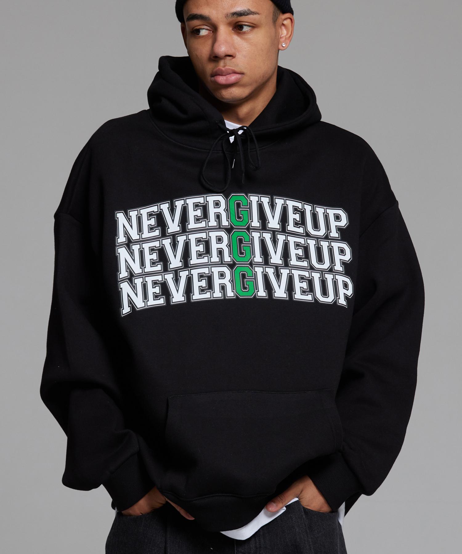Cream Soda Lab Lab 3G Never Give Up Oversized Hoodie Black Green M