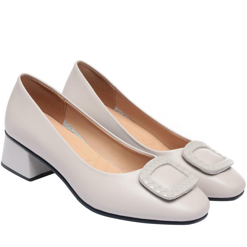 Spring Leather Shoes for Women, Soft Leather and Soft Soles, Ladies' Single Shoes, Work Shoes, Fashionable and Lightweight Leather Shoes