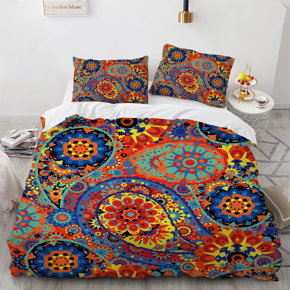 Mandala Duvet Cover Set Boho Style Horse Pattern Chic Polyester Comforter Cover King Twin Size for Teens Adults Kids Bedding Set