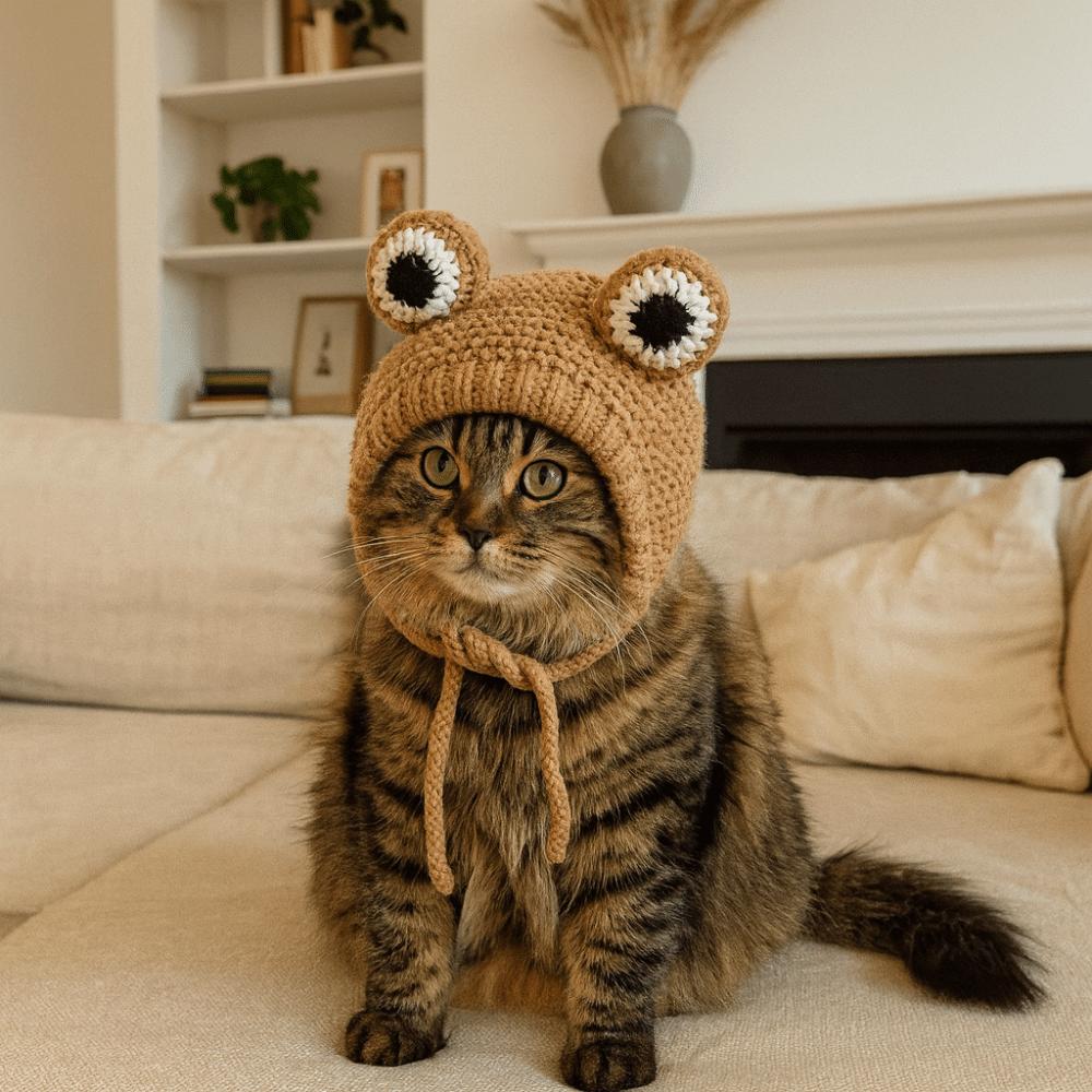 Quiet Noise Protection Dog Ear Muffs Adjustable Pet Headgear Cute Dog Knitted Hat  Photography