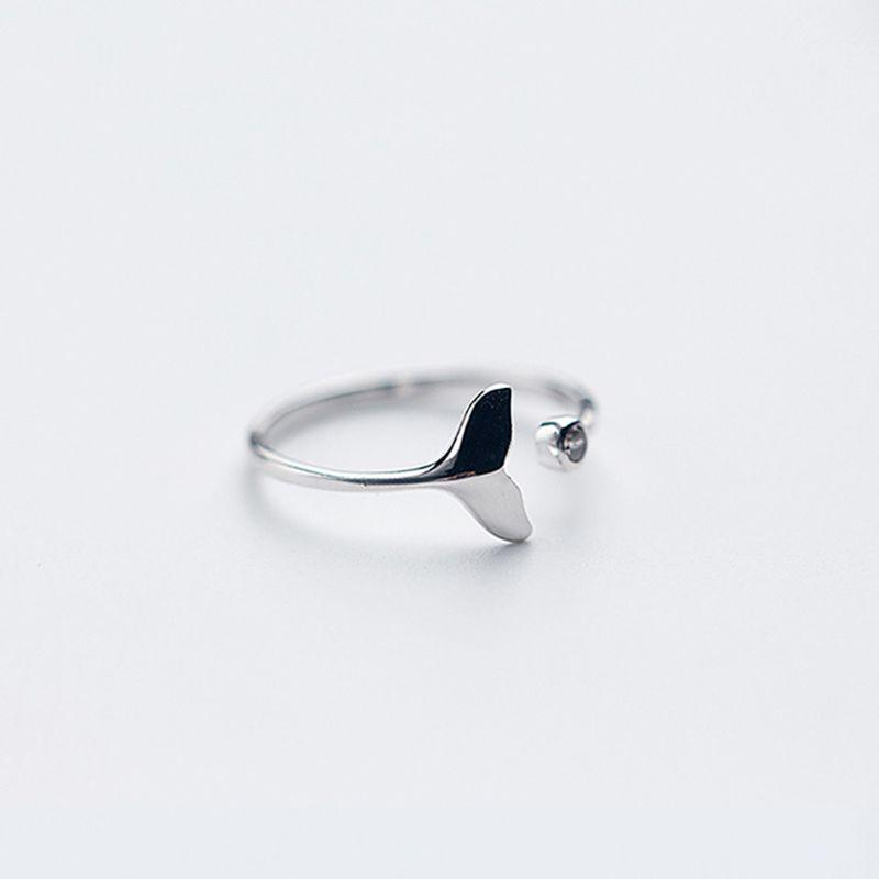 Whale Tail Silver Plated Ring Fashion Women Mermaid Tail Rings for Girls Silver Color Mermaid Tear Jewelry Femme Wholesale