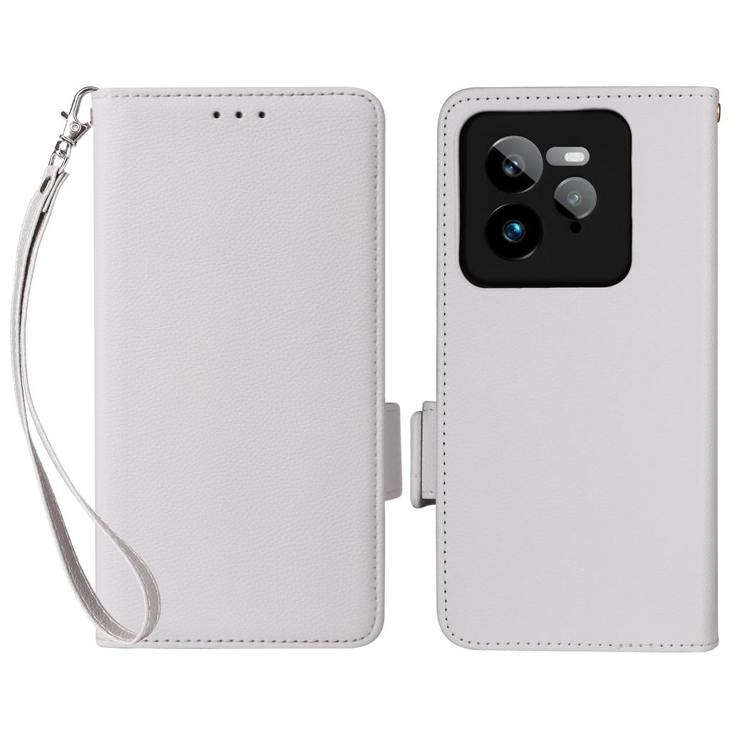 For Realme GT 7 Pro 5G Case with Wrist Strap Litchi Texture PU Leather Wallet Phone Cover
