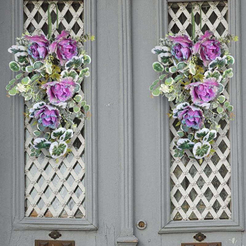 Yellow Sunflowers Wreath Realistic Artificial Sunflowers Wreath Spring Summer Wreath with Leaves for Front Door Decor