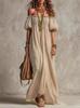 European and American New One-word Shoulder Sexy Cute Backless Lazy Bubble Sleeve Dress Loose and Elegant Long Dress Women