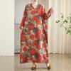 Colorful Travel V-neck Retro Long Skirt Cotton Linen Dress