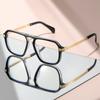 Double-beam flat-top anti-blue light Eyeglasses with metal temple versatile for daily wear and decorative flat light Eyeglasses