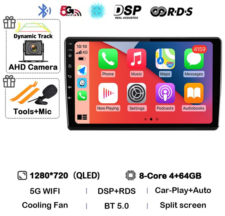 Android 14 Carplay Auto For Skoda Fabia 2 2007-2012 2013 2014 Car Radio GPS Stereo Multimedia Player Head Unit 2 Din WIFI+4G DSP