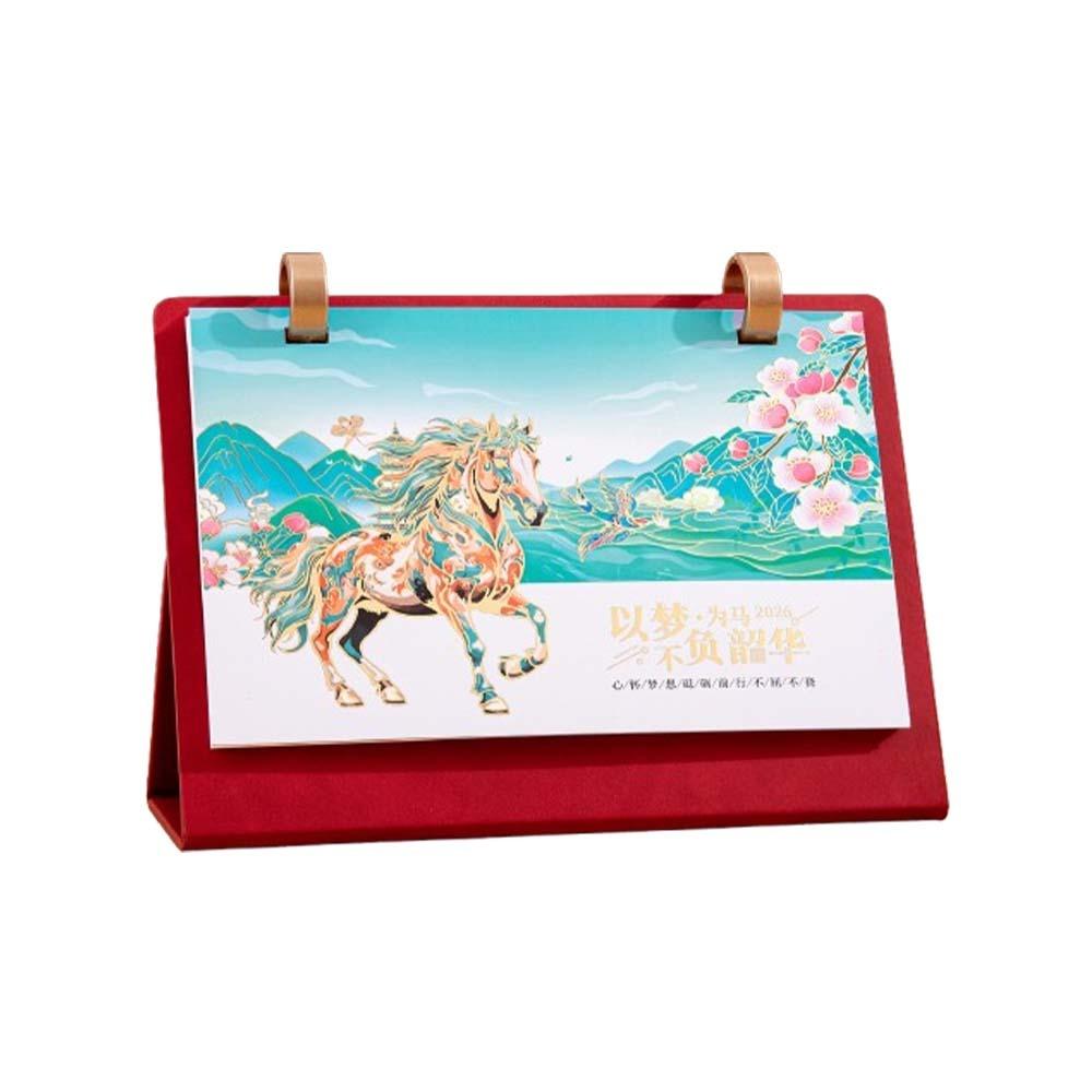 

Flip Design 2026 Desktop Calendar Leather Coil Coil Calendar Monthly Planner Office Use Style 5