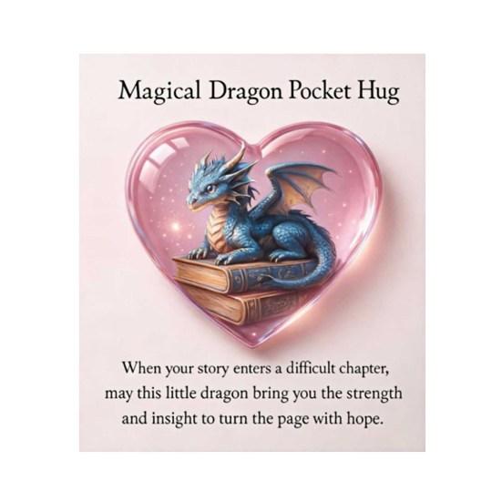 Magisk Drak Fickkram Fantasy Drakhjärta Symbol med Bokmärke Liten Känslomässigt Stöd UppmuntringsPresent för Läsare Studenter Fantasyälskare