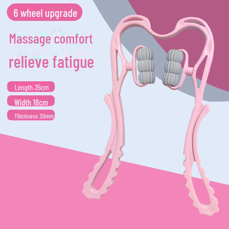 

Ручной массажер для шеи и плеч - многофункциональный разминающий роликовый зажим для домашнего использования 6 balls розовый