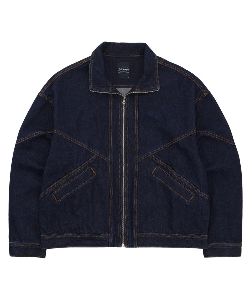 Fieldworker High-Neck Denim Jacket [Indigo Blue]