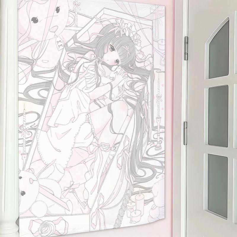 Guilty Lamb Girl Tapestry Wall Hanging Home Decor for Bedroom Living Room Dorm Sweet Cool Japanese Aesthetic