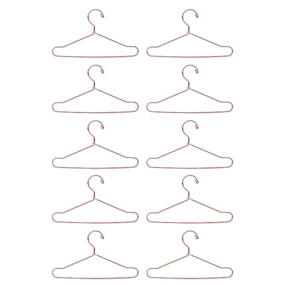 10pcs Rose Gold Doll House Clothes Hanger Stainless Steel Doll Garment Hanger  Playhouse Use