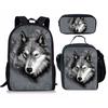 Classico Popolare Novità Gatto Animale cavallo Stampa 3D 3pz/Set pupilla Zaini Scolastici Zaino per Laptop Zaino giornaliero Borsa per il Pranzo Astuccio