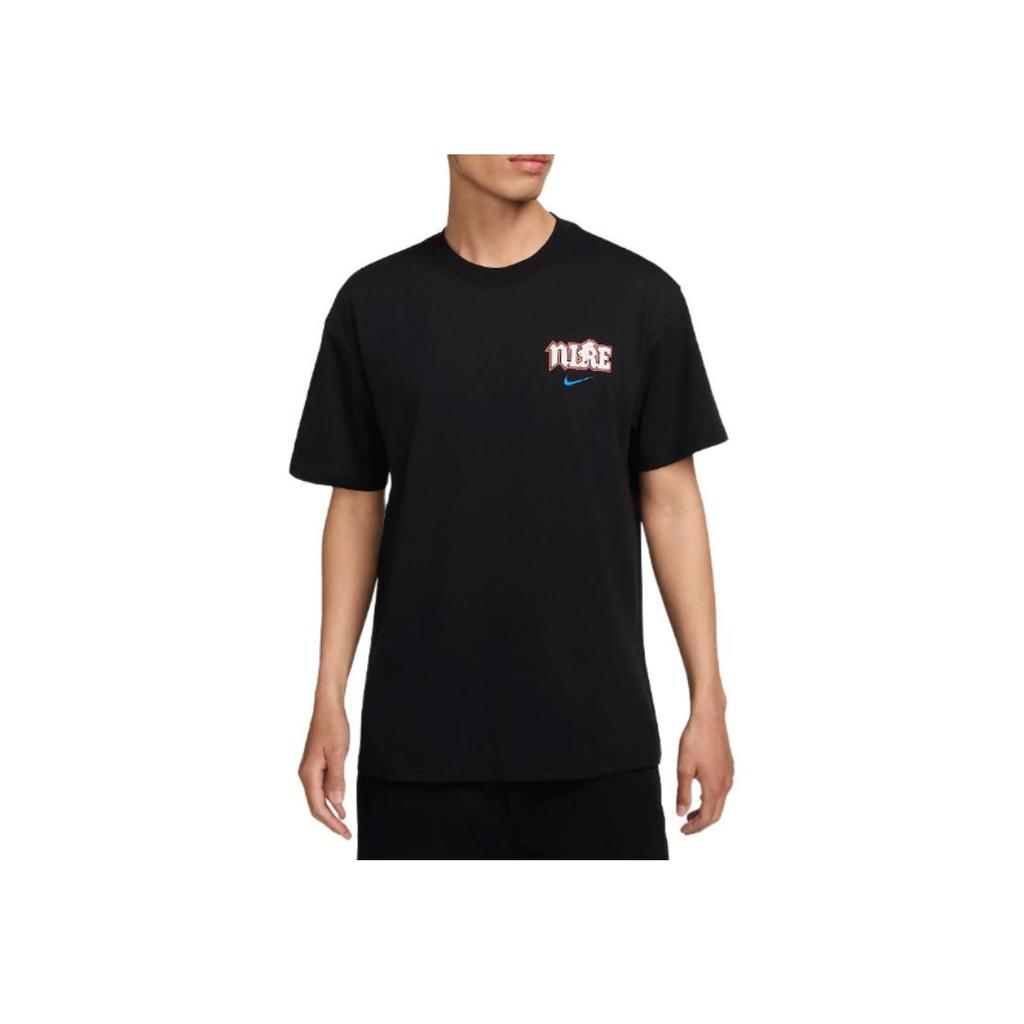 Nike Air Max 90 Cotton Comfort Casual Short Sleeve Crew Neck Letter Print T-Shirt With Drop Shoulder Men Tops Black FZ5386-010