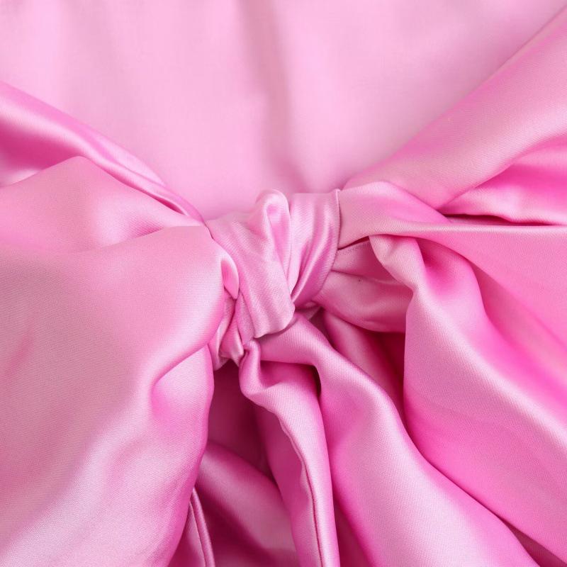 2025 Summer V-neck Halter Backless Silk Satin Tie-Up Mini Dress