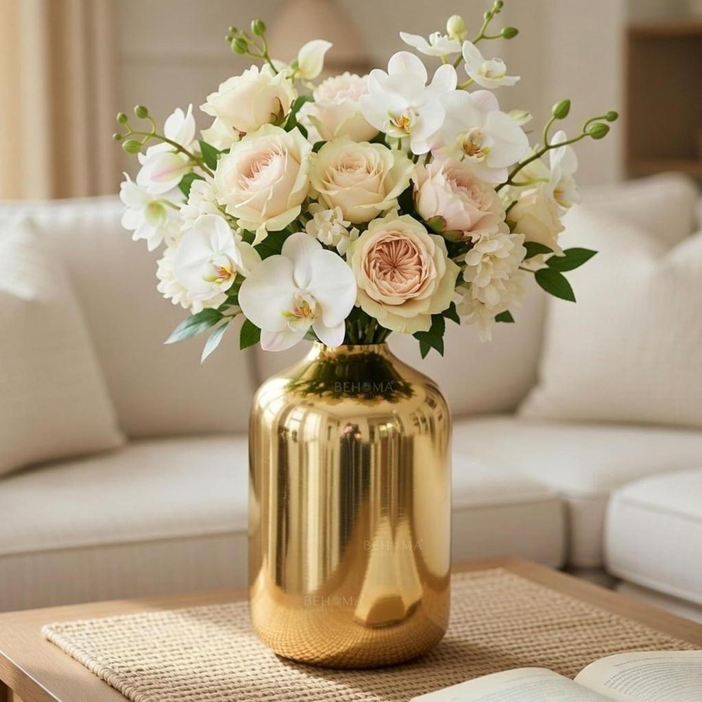 Behoma Metal Flower Vase for Home Decor Bedroom Living Room Office Wedding |