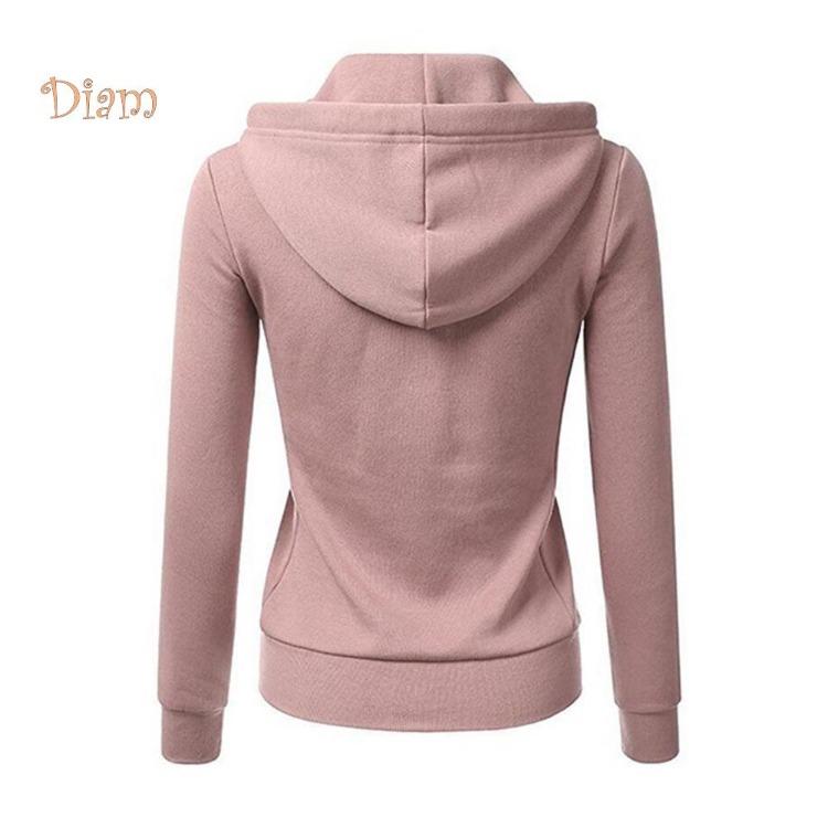 Ladies Floral Autumn Outwear Hoodie Long Sleeve Zipper Coat Sports Top with Pockets